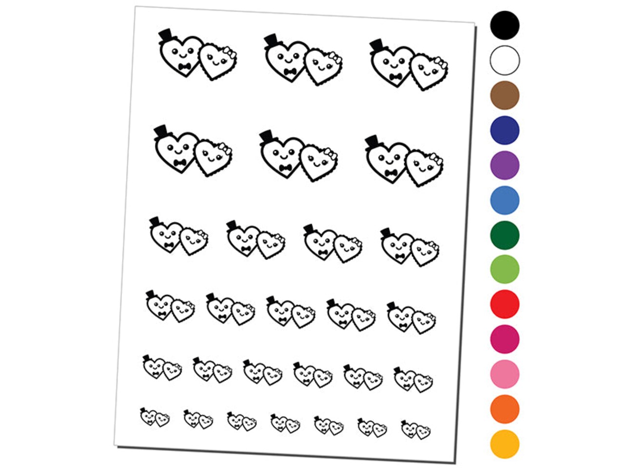 Heart Couple Love Anniversary Valentine's Day Temporary Tattoo Water Resistant Fake Body Art Set Collection